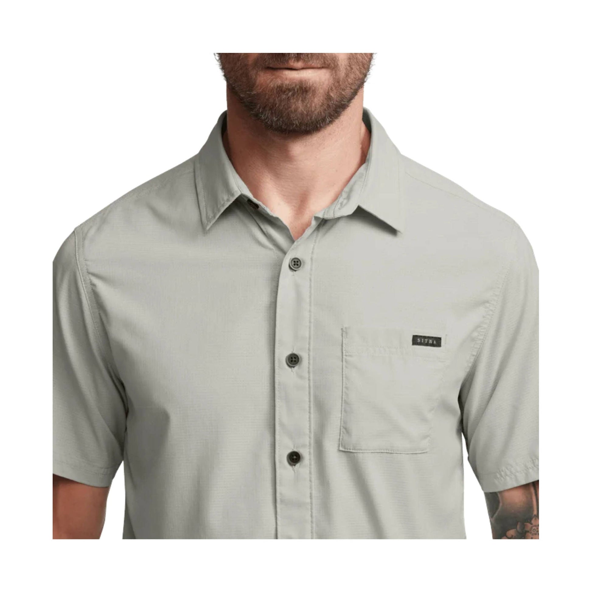 Sitka Men's Mojave SS Shirt - Field Gray Grid by Lenny's Shoe & Apparel