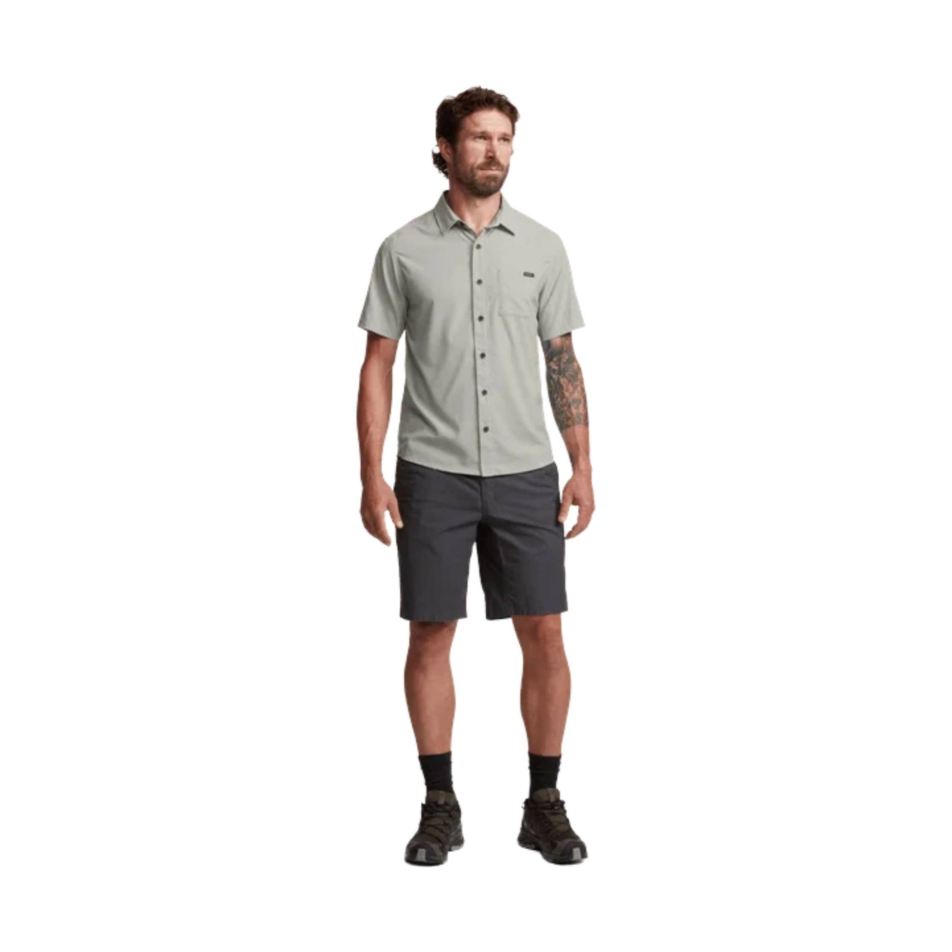 Sitka Men's Mojave SS Shirt - Field Gray Grid by Lenny's Shoe & Apparel