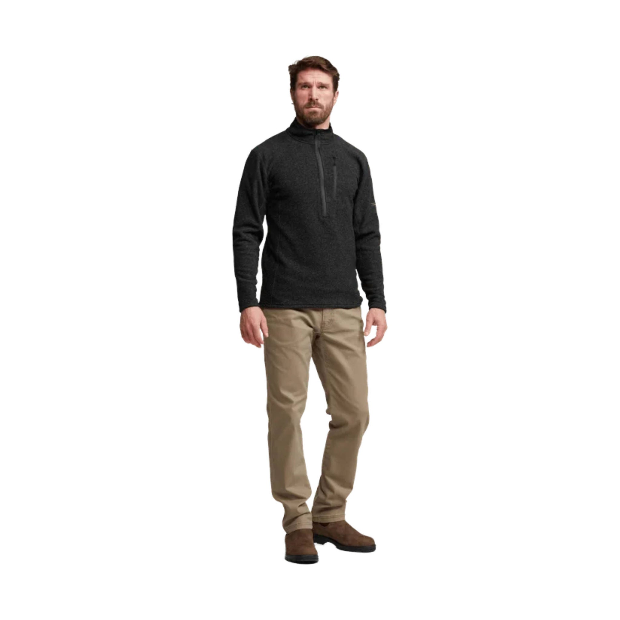 Sitka Men's Snowcrest Half Zip Fleece Pullover - Black Heather by Lenny's Shoe & Apparel