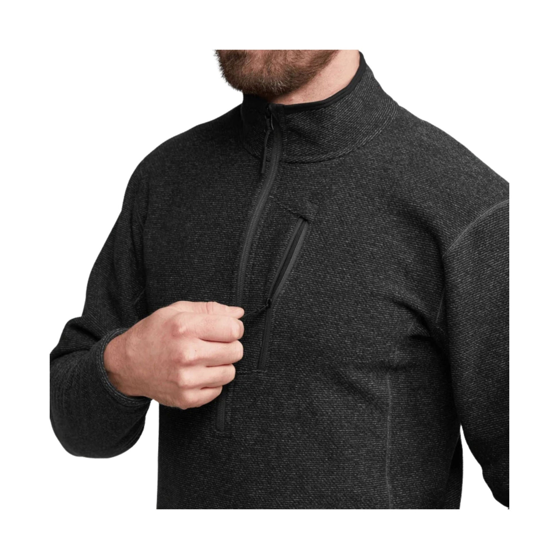 Sitka Men's Snowcrest Half Zip Fleece Pullover - Black Heather by Lenny's Shoe & Apparel