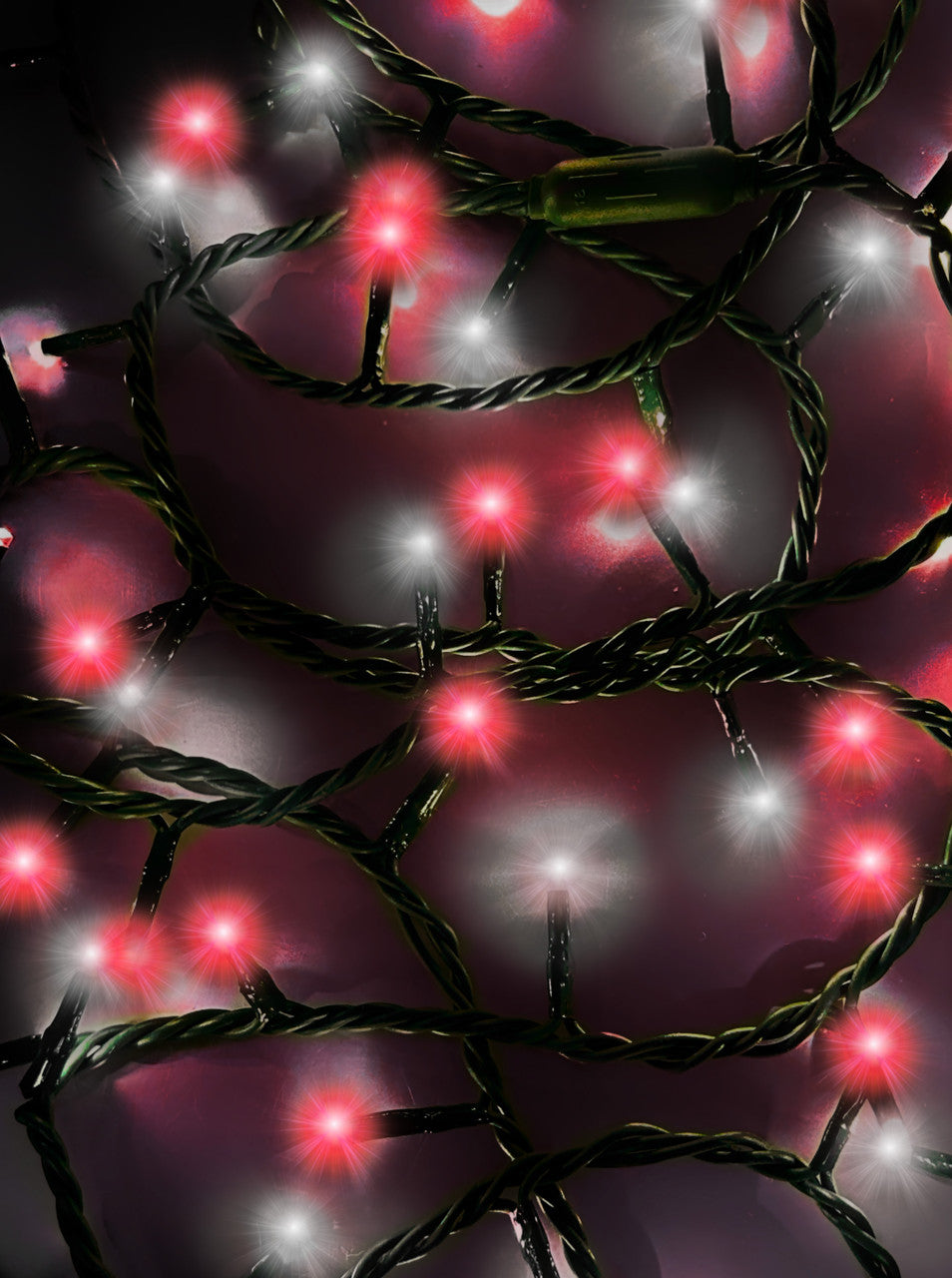Jingle Bright 100 LED Light Set - Red/White - Green Wire