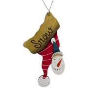 Snowy's Upside-Down Wishes: Hand-Painted Plywood Ornament