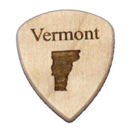 Vermont  Wooden Guitar Pick With State