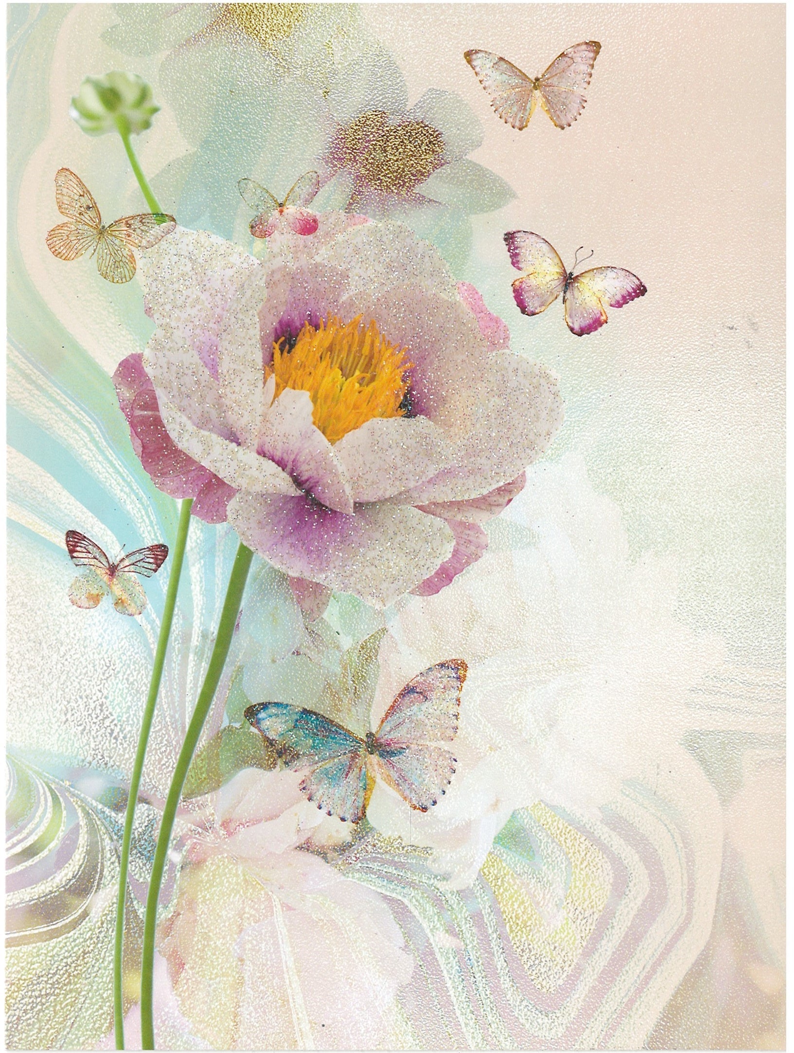 Butterfly Dreams Glitter Greeting Card -  Blank Card