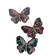 Sparkling Butterfly Clip-On Ornaments - Set of Three