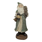 Vintage-Inspired Santa with Lantern & Evergreen Resin Figurine
