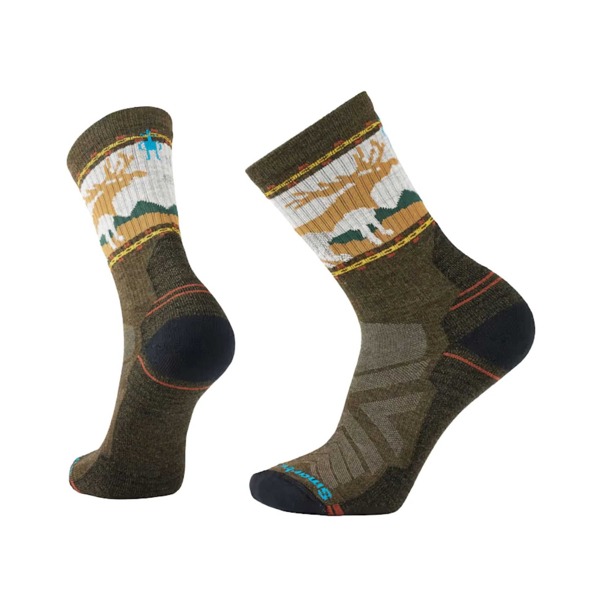 Smartwool Men's Hike Mountain Moose Crew Socks - Military Olive by Lenny's Shoe & Apparel