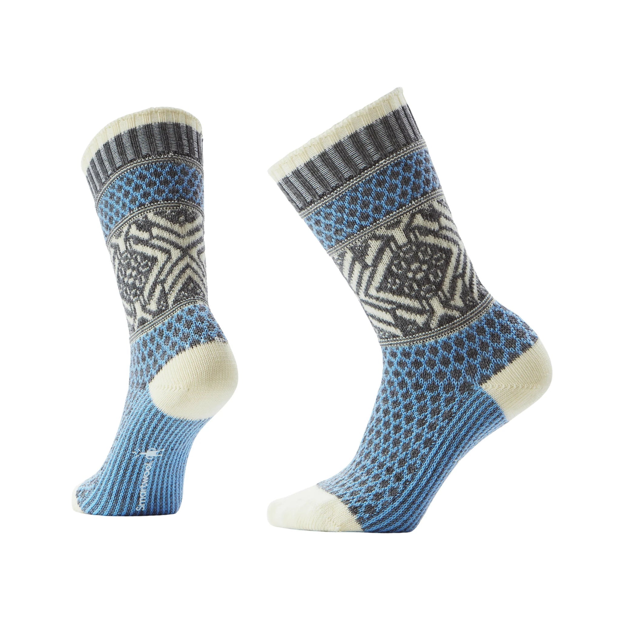 Smartwool Women's Everyday Cozy Popcorn Snowflake Pattern Crew Socks - Serene Blue by Lenny's Shoe & Apparel