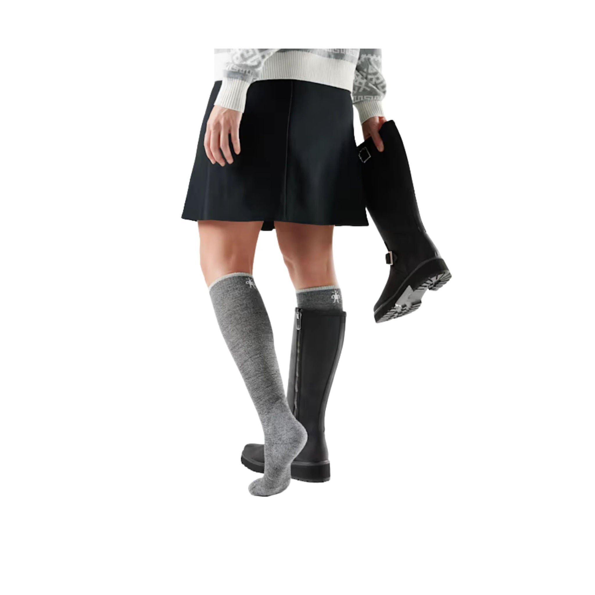 Smartwool Women's Everyday Lifestyle Knee High Light Cushion Socks - Charcoal-Light Grey by Lenny's Shoe & Apparel