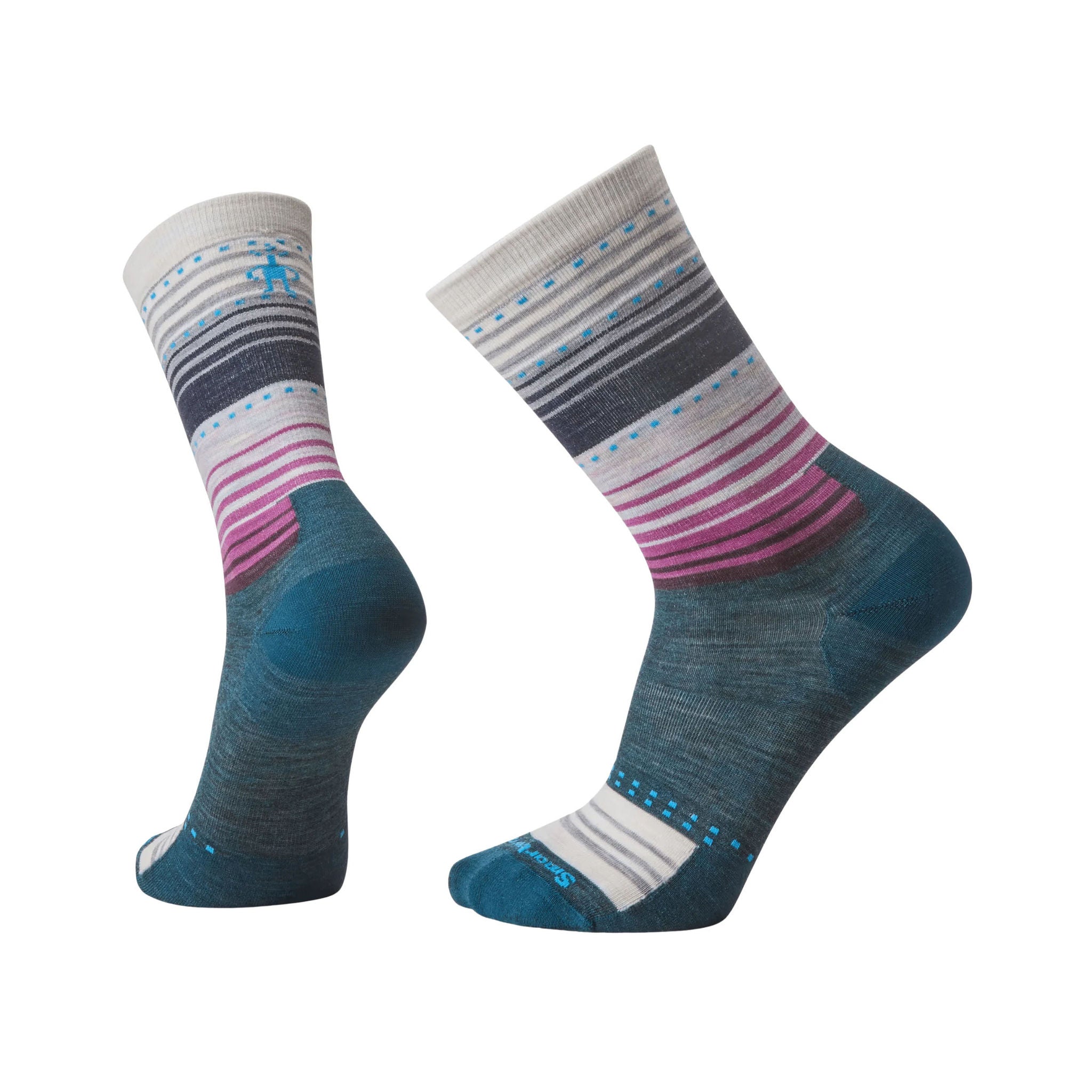 Smartwool Women's Everyday Stitch Stripe Zero Cushion Crew Socks - Twilight Blue by Lenny's Shoe & Apparel