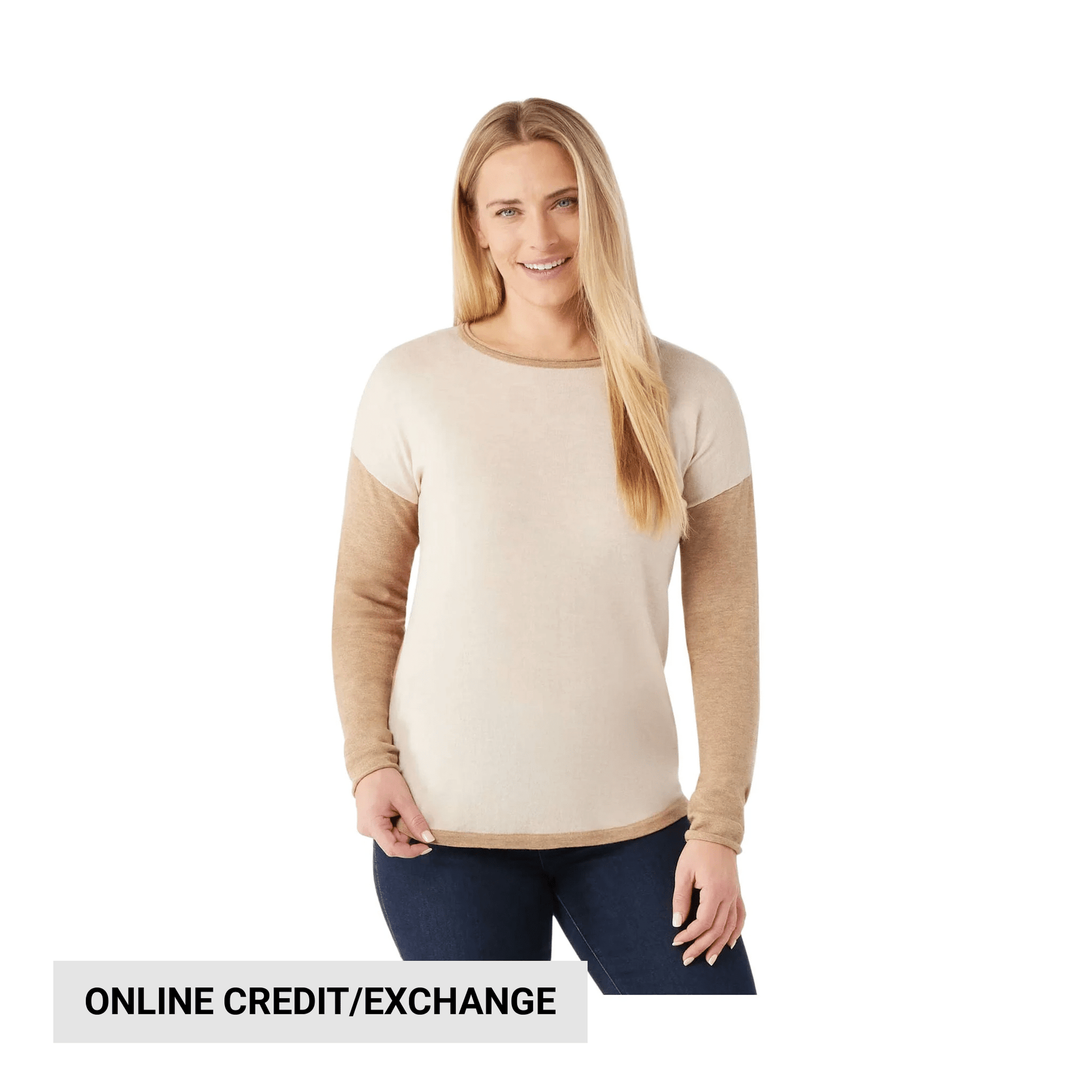 Smartwool Women's Shadow Pine Colorblock Crew Sweater - Almond Heather by Lenny's Shoe & Apparel