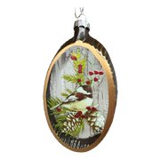 Glass Holiday Bird Design Ornament - Chickadee