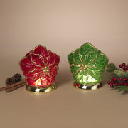 Lighted Spinning Poinsettia Water Globe -