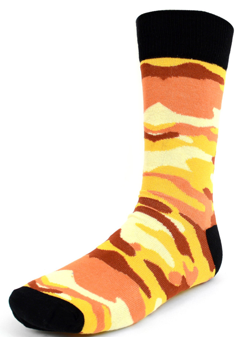Men's Novelty Sock - Orange Camo by SidePony Boutique