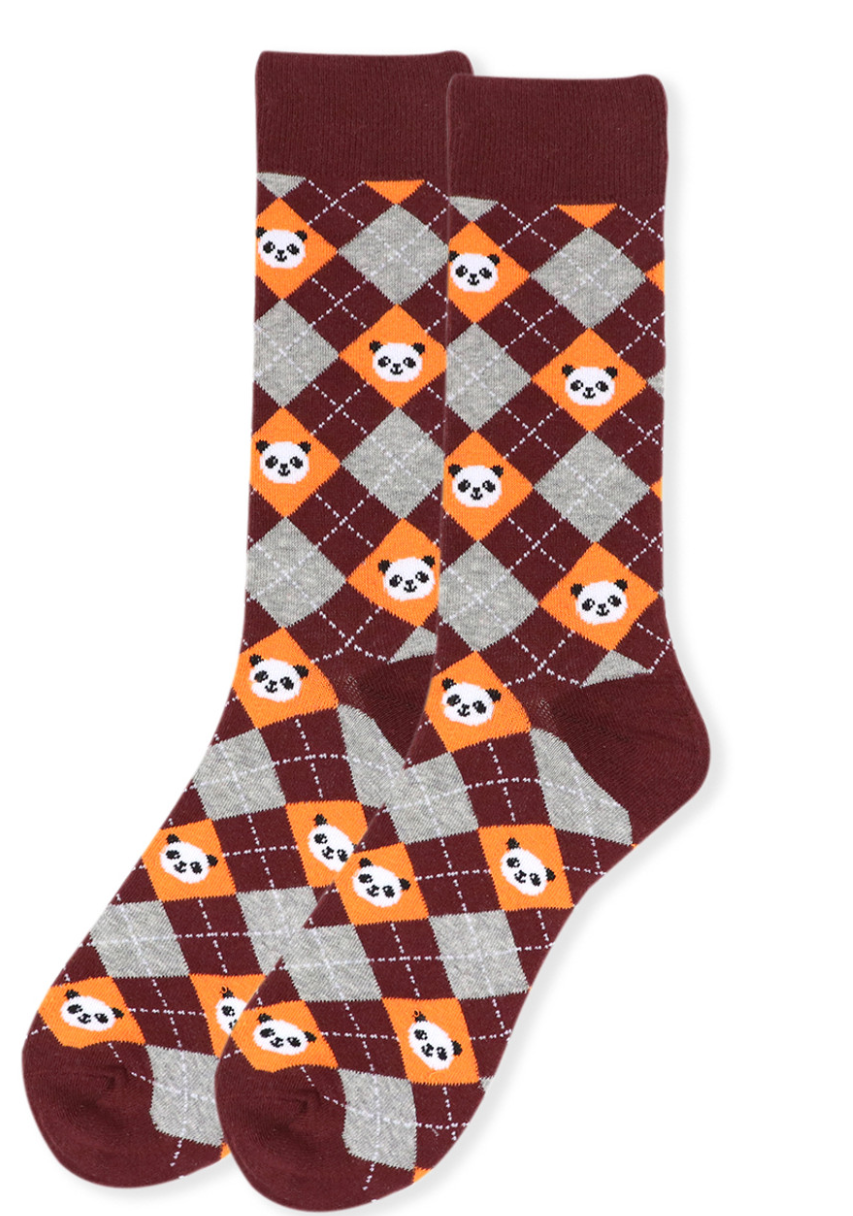 Men's Novelty Sock - Panda Argyle by SidePony Boutique