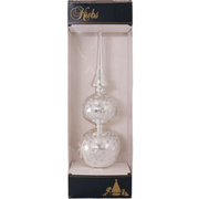 Glass 13 Inch Treetop Finial - Shiny Silver with Glitterlace