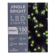 Jingle Bright 100 LED Light Set - Green - Green Wire