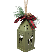 Punched-Tin Lighted Lantern - Sage