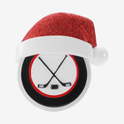 Hockey Puck with Santa Hat Personalizable Ornament