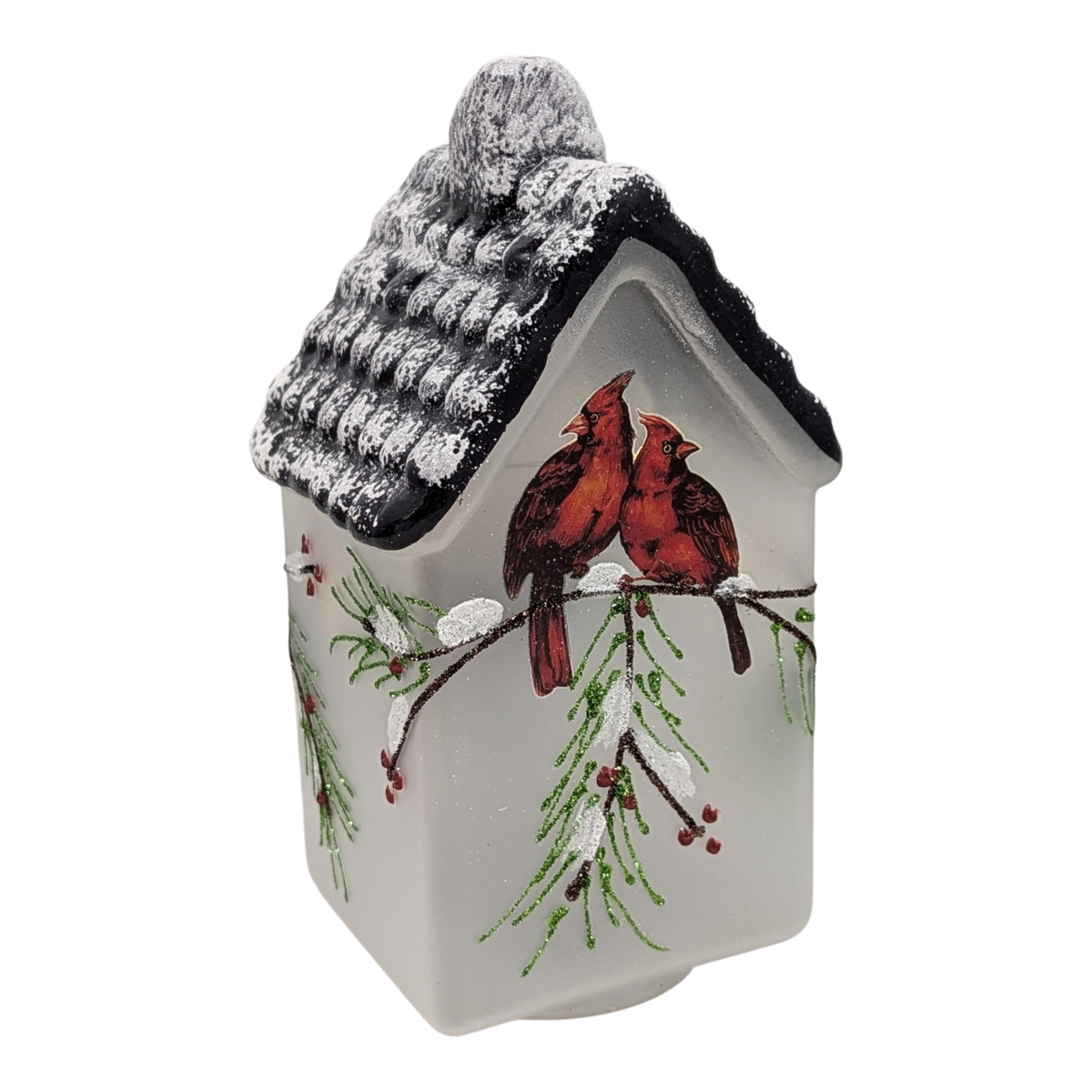 Lighted Frosted Glass Cardinal Design House Luminary