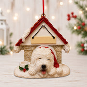 Ceramic Doghouse Ornament - Old English Sheepdog