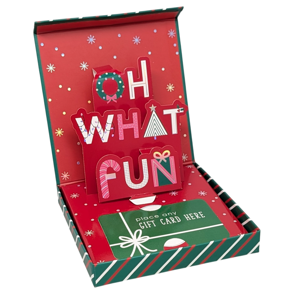 Pop-Up Gift Card Box (Candy Cane Red & Green)