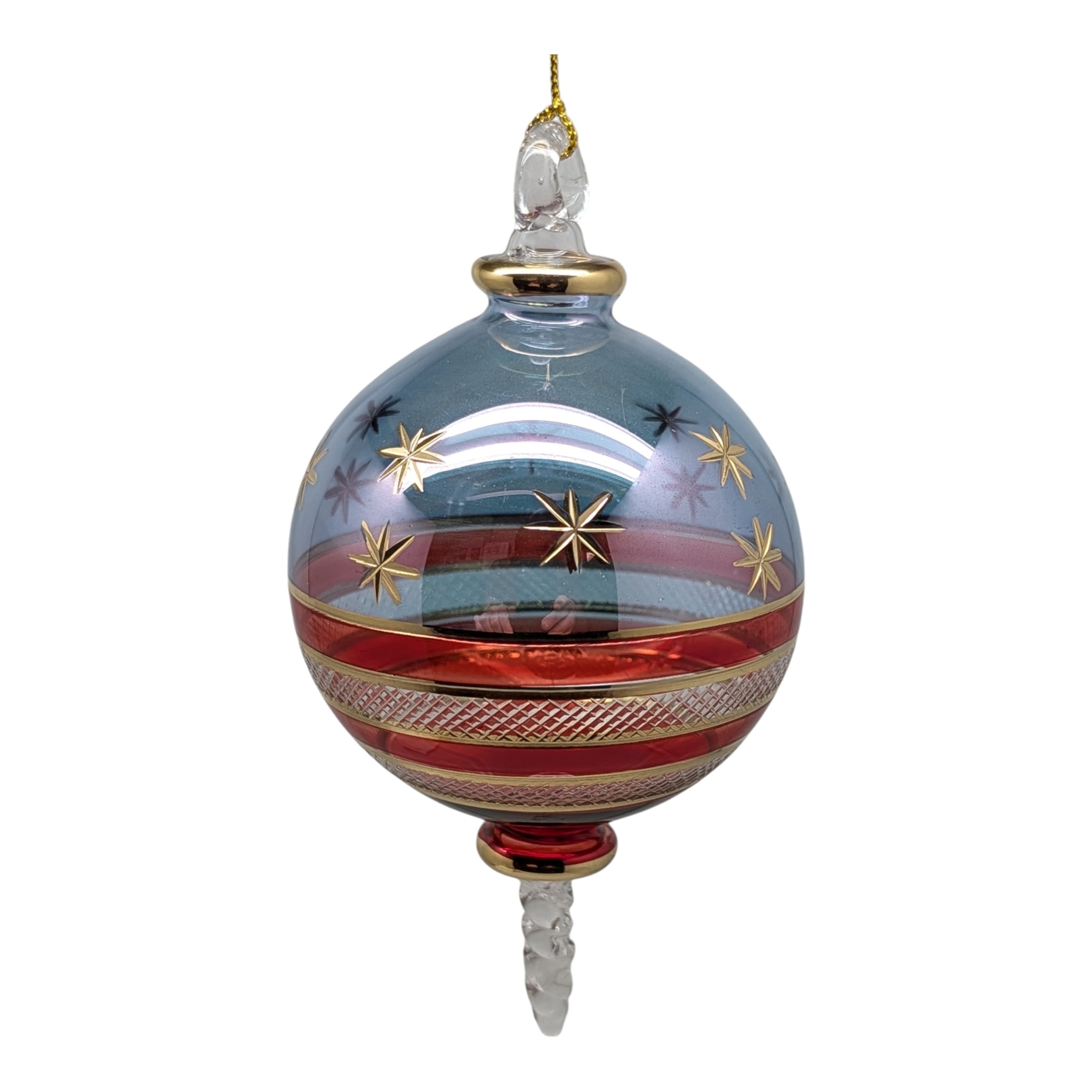 Patriotic Pride Ball Ornament with Gold Stars and Bands