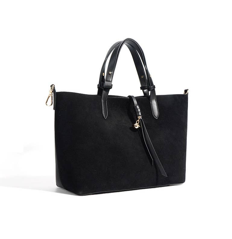 Suede and Leather Double-sided Tote Shoulder Bag by elliparr