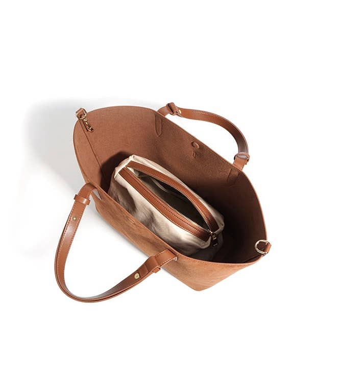 Suede and Leather Double-sided Tote Shoulder Bag by elliparr