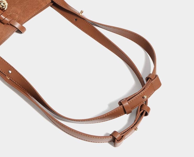 Suede and Leather Double-sided Tote Shoulder Bag by elliparr