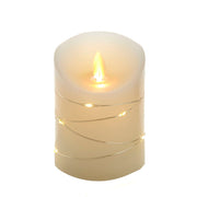 4" Battery Operated Flicker Flame White Candle With Fairy Lights