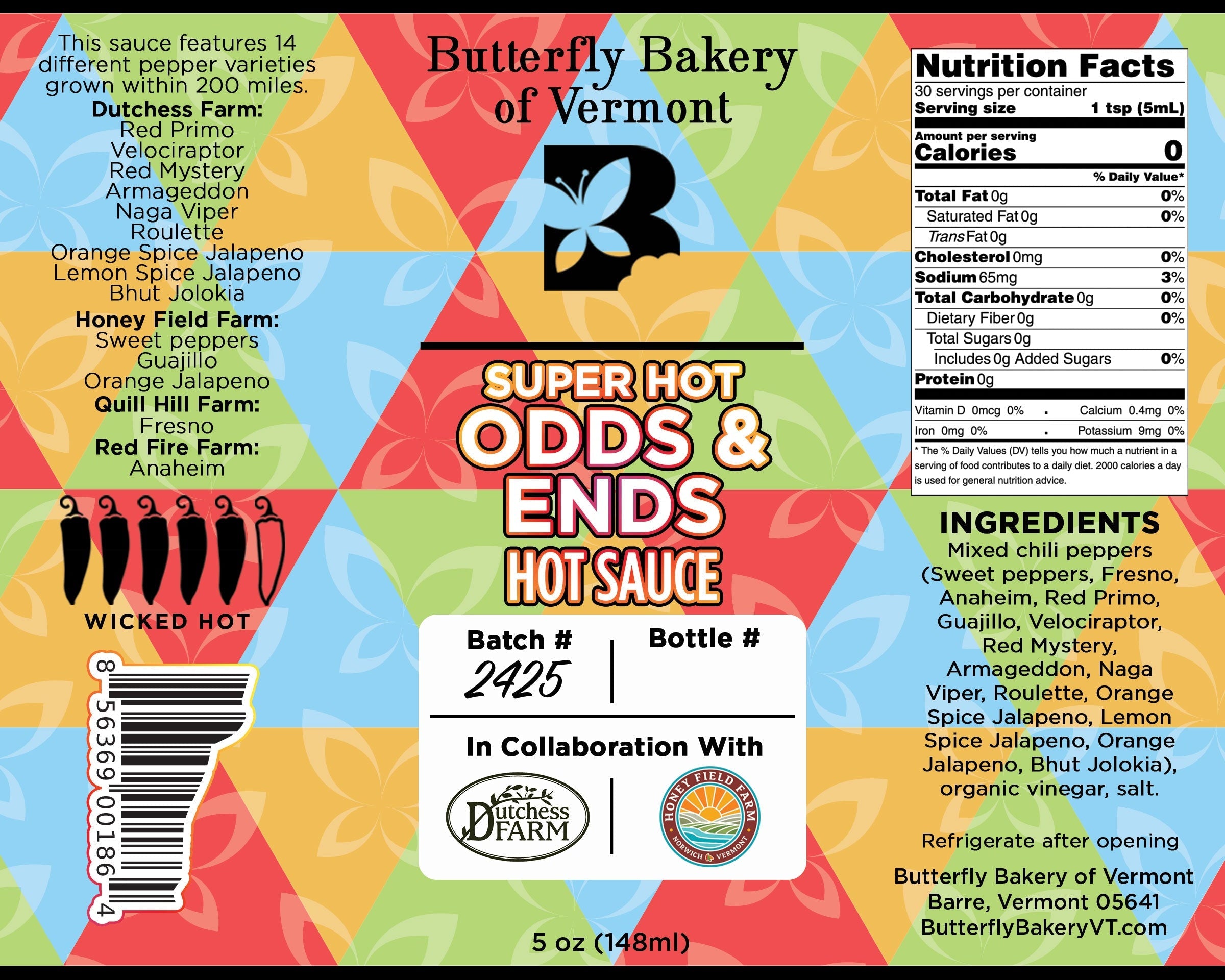 Super Hot Odds and Ends Hot Sauce by Butterfly Bakery of Vermont