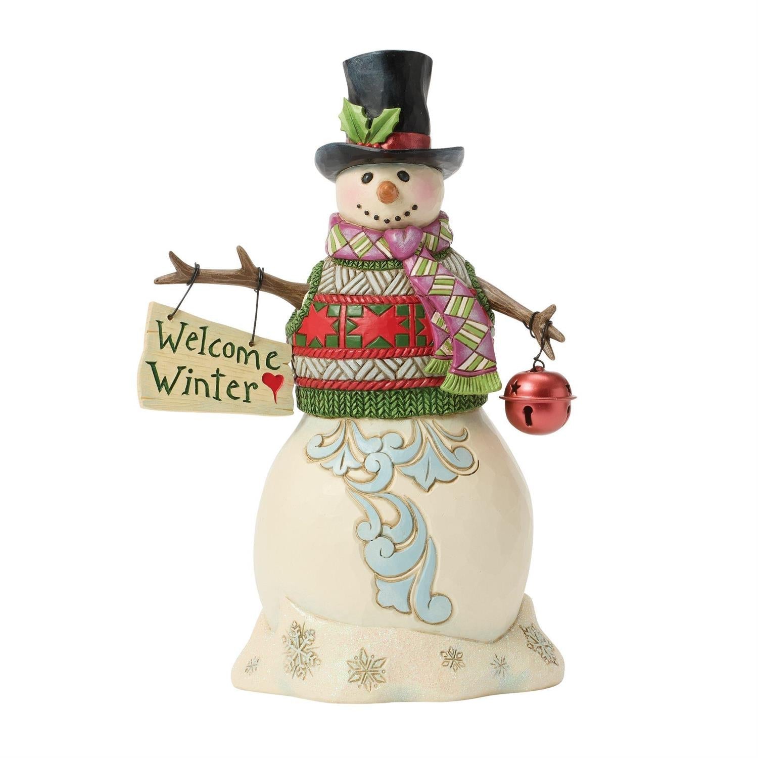 Snowman and Hanging Sign Figurine