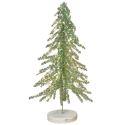 Lighted Tinsel Christmas Tree - 16 Inch - Green