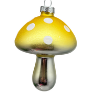 Yellow Glow-In-The-Dark Glass Mushroom Ornament