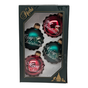 Krebs Value Glass Ornament 4 pack - Red/Green Merry Christmas