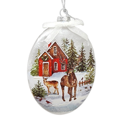 Glass "Lightable" Reindeer Family Visit Ornament