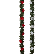 Poinsettia and Holly 20" Chain Garland -