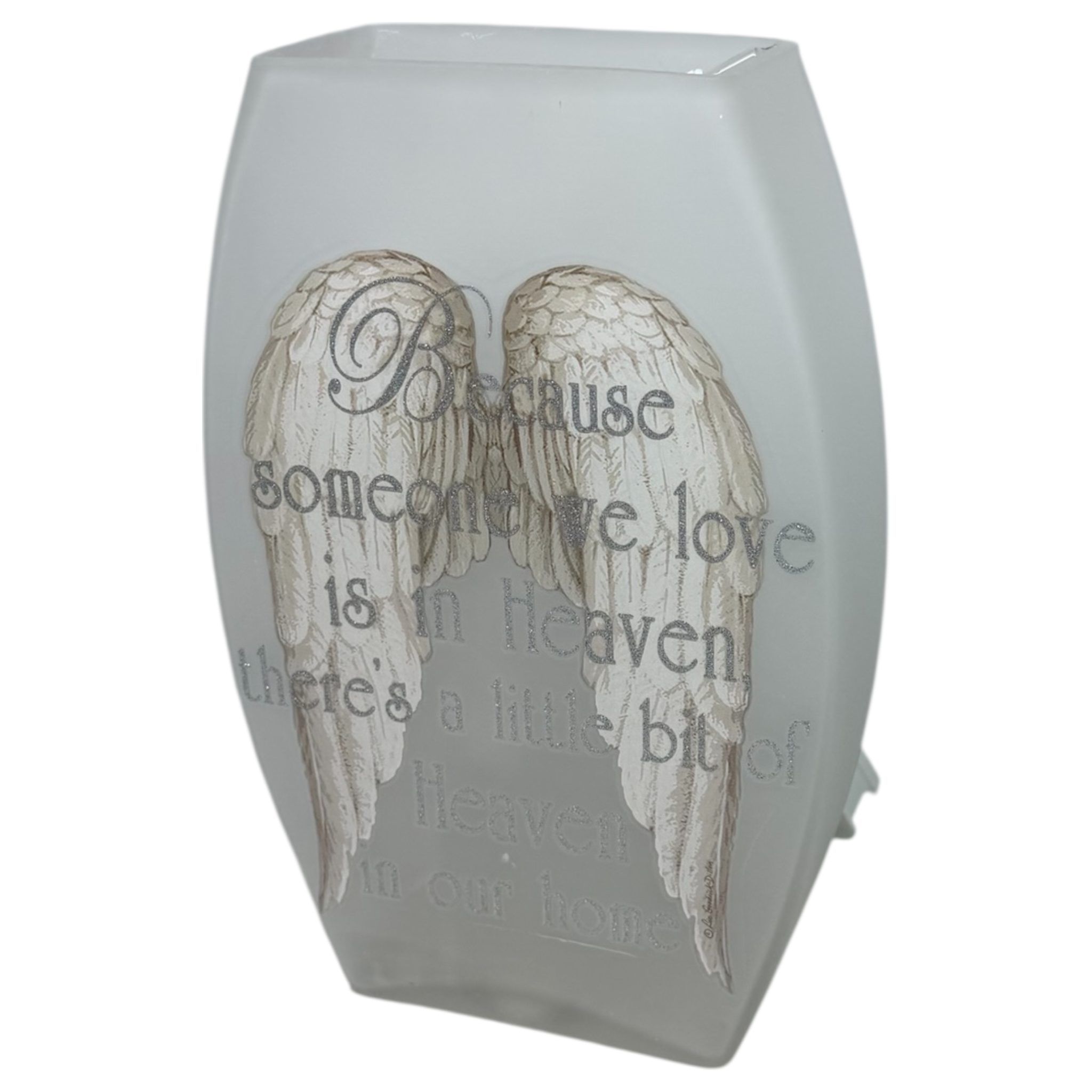 A Piece of Heaven is in our Home Lighted Vase - Silver Lettering