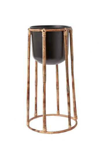 Black + Rattan Plant Stand (2 Sizes Available)