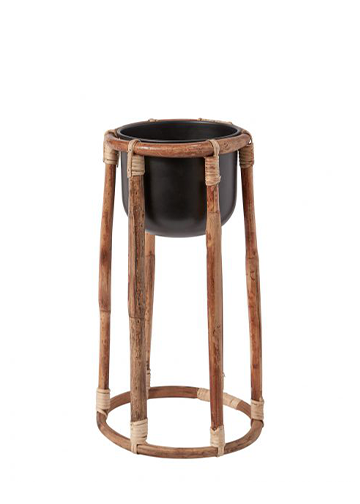Black + Rattan Plant Stand (2 Sizes Available)