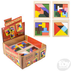 Brain Teaser Tanagram Wood Puzzle 4 Assorted 4in (Sold Individually) by Homeportonline