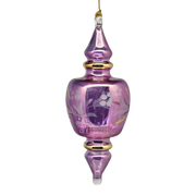 Double Pointed Blown Glass Box Ornament - Purple