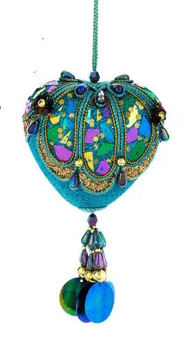 Peacock Heart-Shaped Ornament