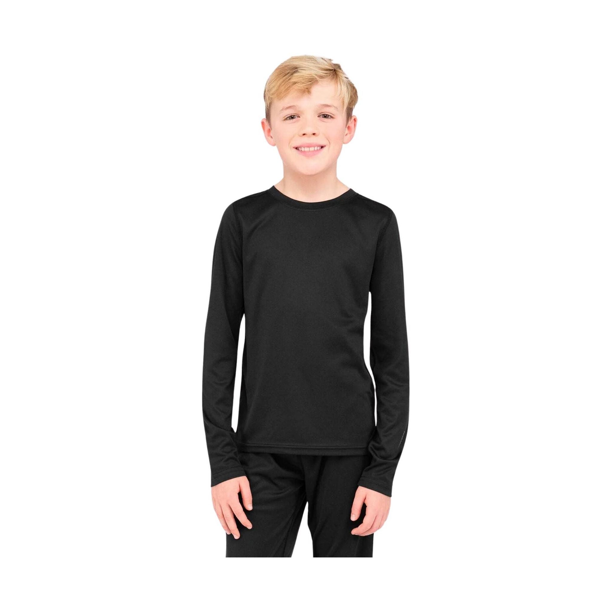 Terramar Kids' Thermapeak 2.0 Baselayer Crew - Black by Lenny's Shoe & Apparel
