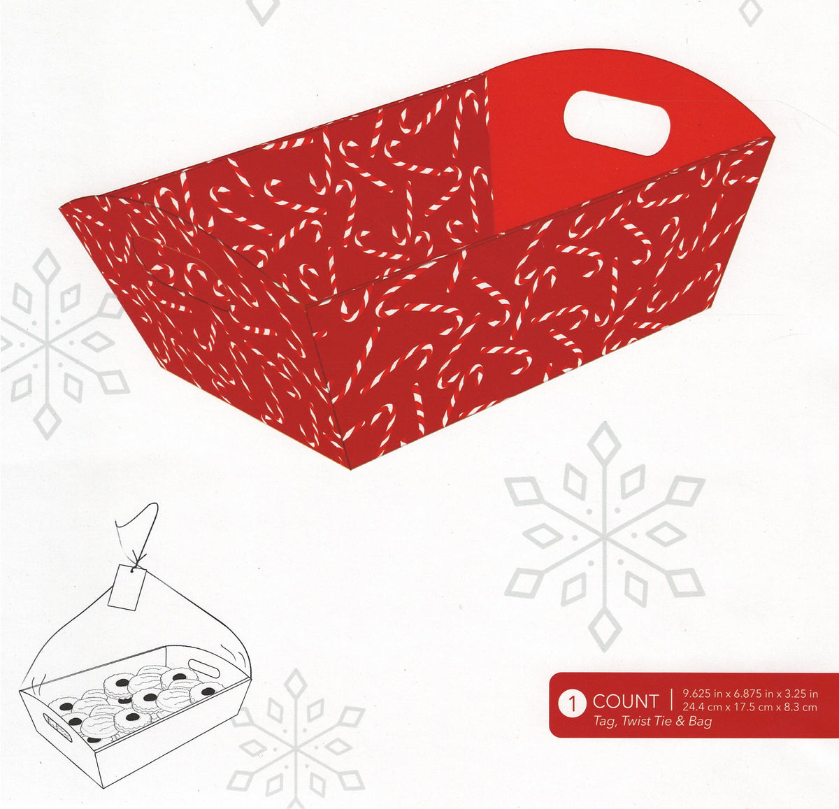 Cookie Tray With Cello Wrap - Holiday Candy Cane