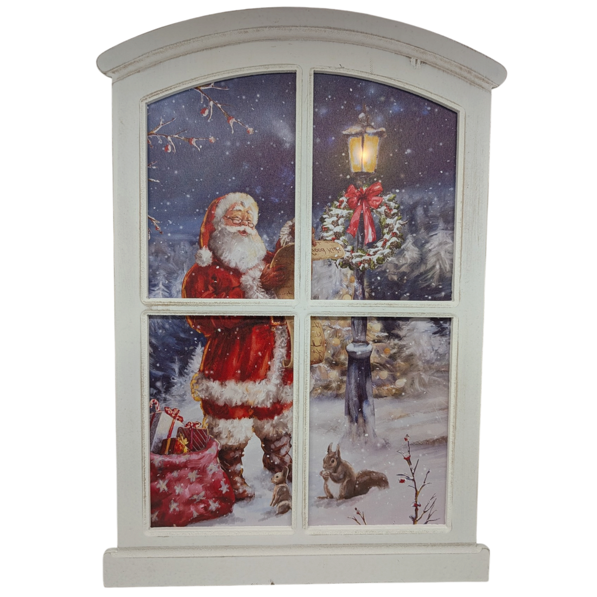 Lighted Winter Window Wall Hanging - Santa in the Park