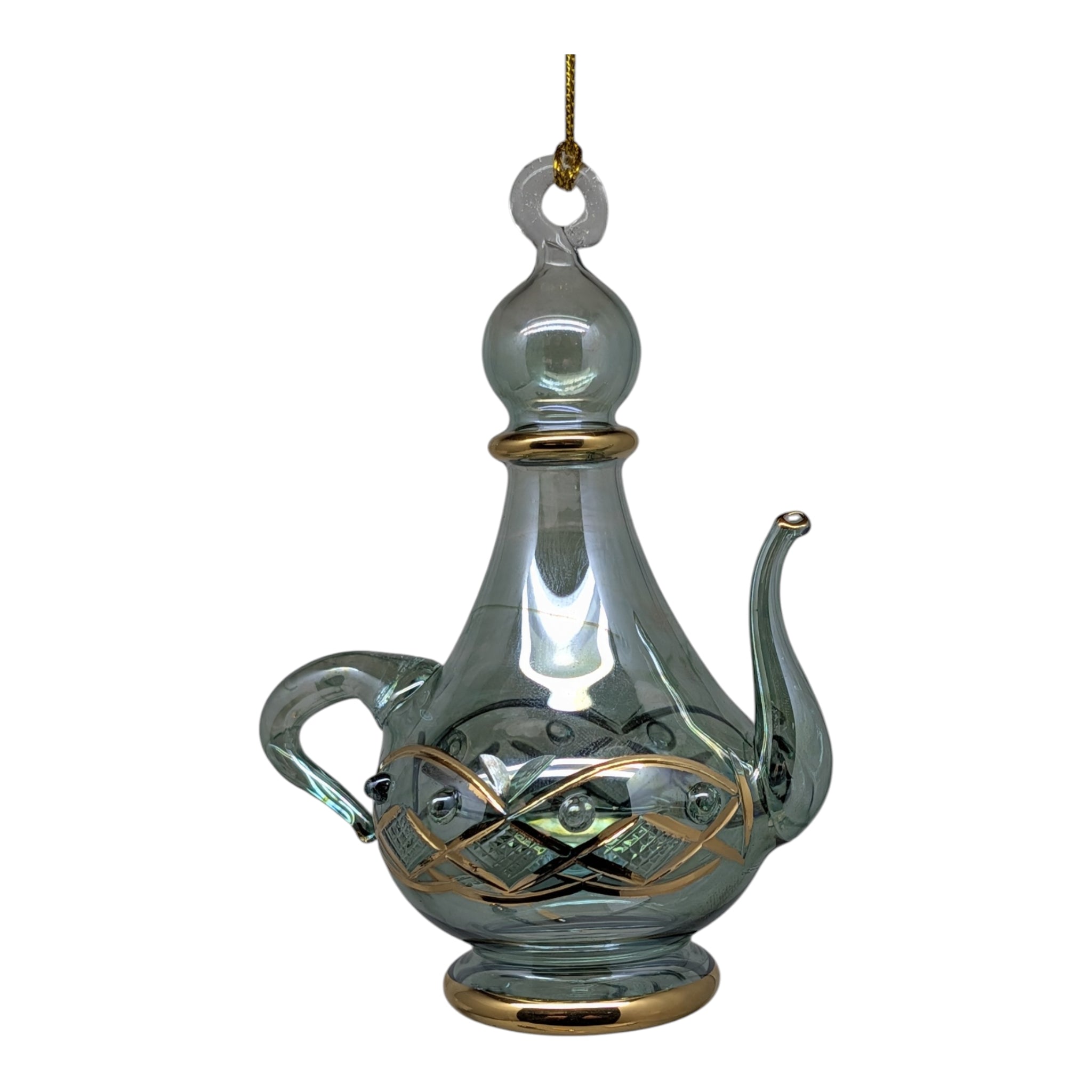 Smoky Sage Genie Bottle with Ornate Gold Filigree