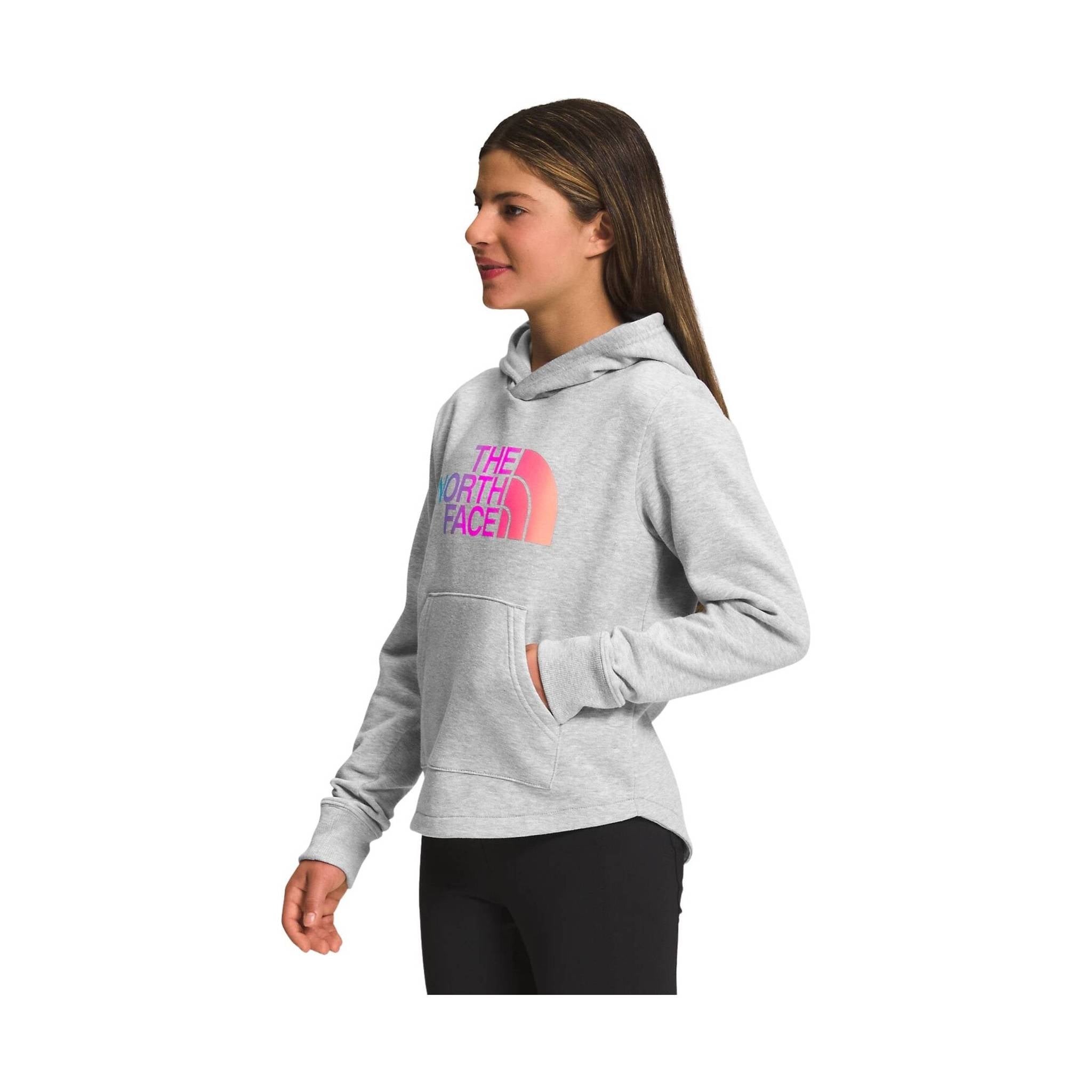 The North Face Kids' Camp Fleece Pullover Hoodie - Light Grey Heather/Super Pink by Lenny's Shoe & Apparel