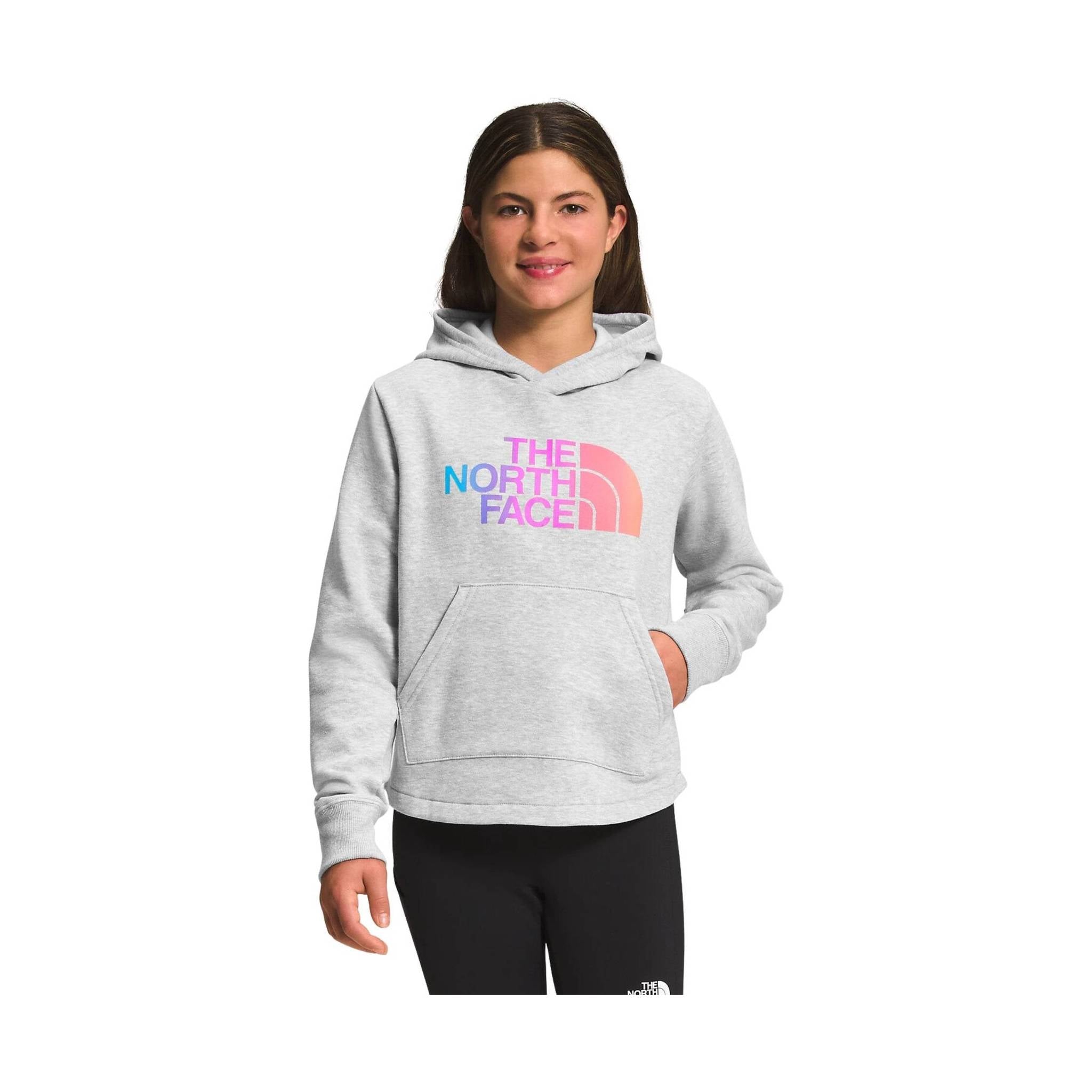 The North Face Kids' Camp Fleece Pullover Hoodie - Light Grey Heather/Super Pink by Lenny's Shoe & Apparel